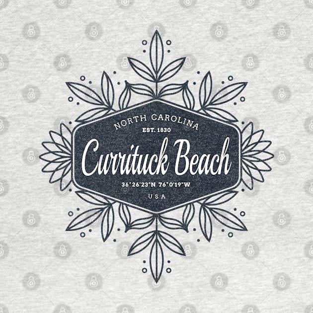 Currituck Beach, NC Summertime Floral Badge by Contentarama